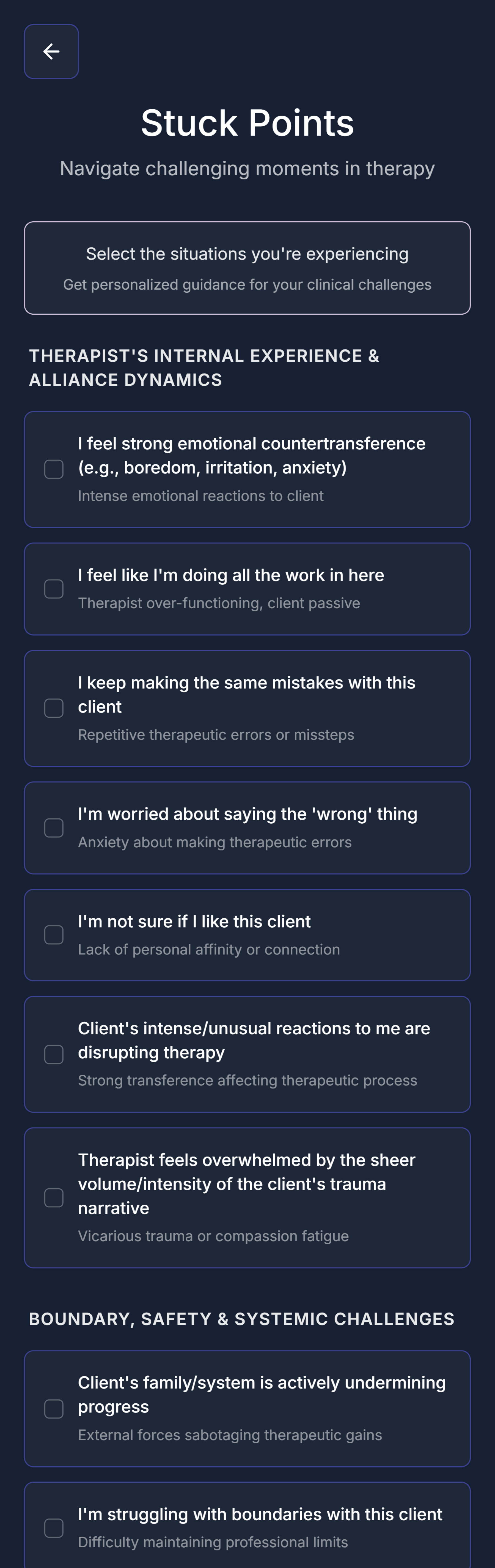 Stuck Points Tool